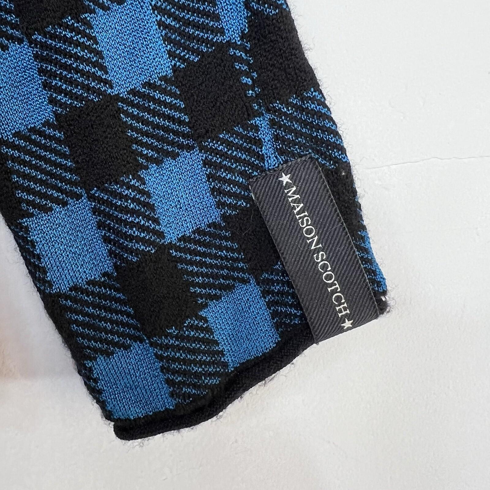 Scotch & Soda Maison Voila Sweater Size M Blue Black Check Crewneck Minimalist