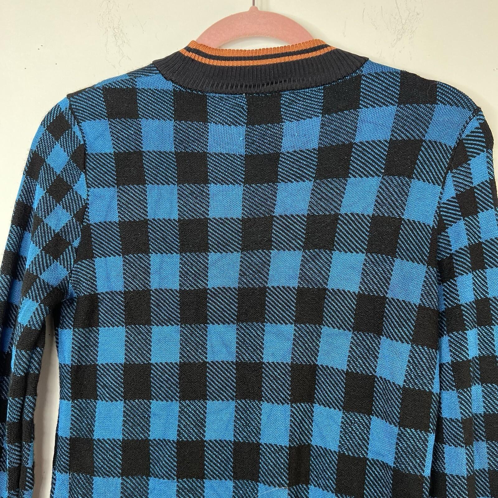 Scotch & Soda Maison Voila Sweater Size M Blue Black Check Crewneck Minimalist