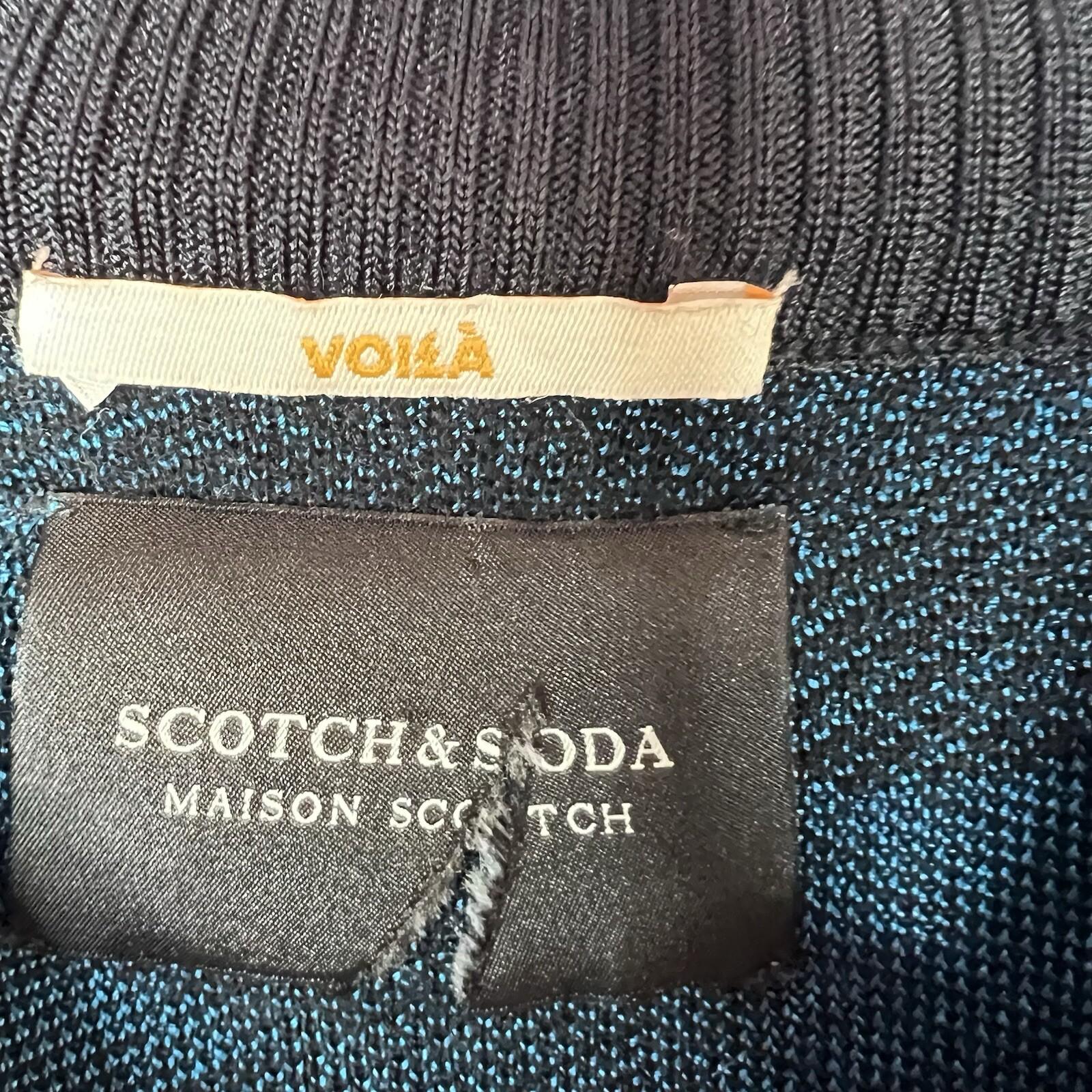 Scotch & Soda Maison Voila Sweater Size M Blue Black Check Crewneck Minimalist