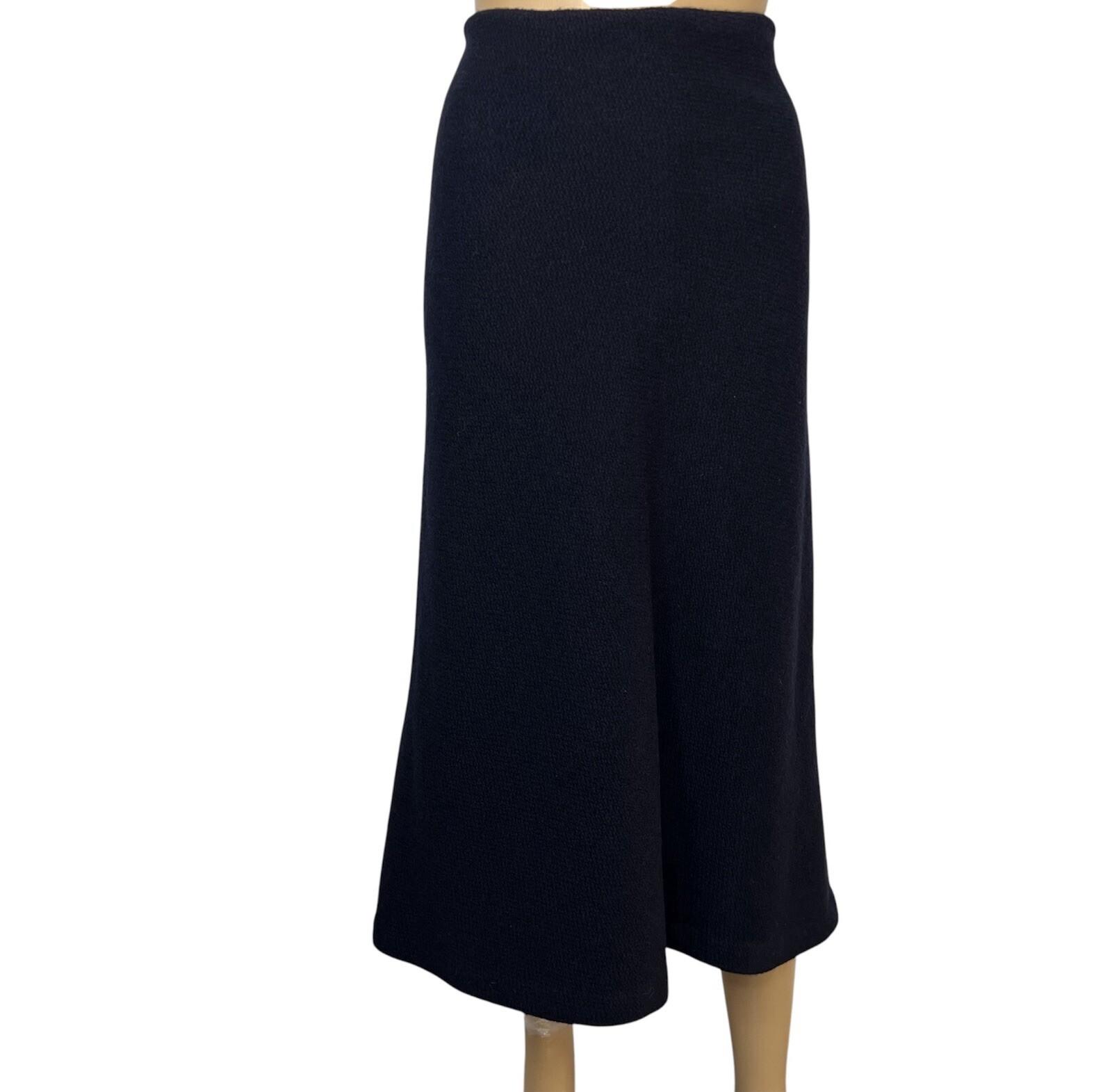 Lauren Ralph Lauren Vtg Wool Midi Skirt Size 12 Dark Blue Quiet Luxury Flared