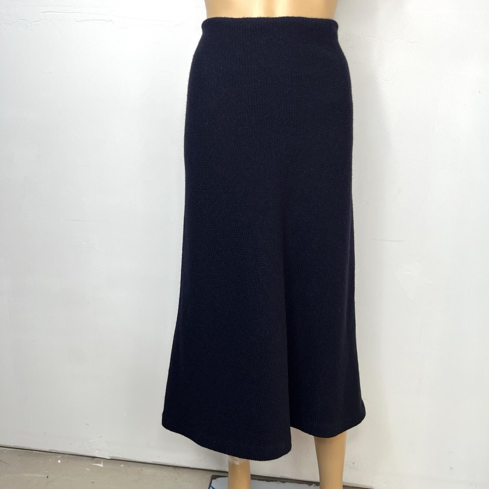 Lauren Ralph Lauren Vtg Wool Midi Skirt Size 12 Dark Blue Quiet Luxury Flared