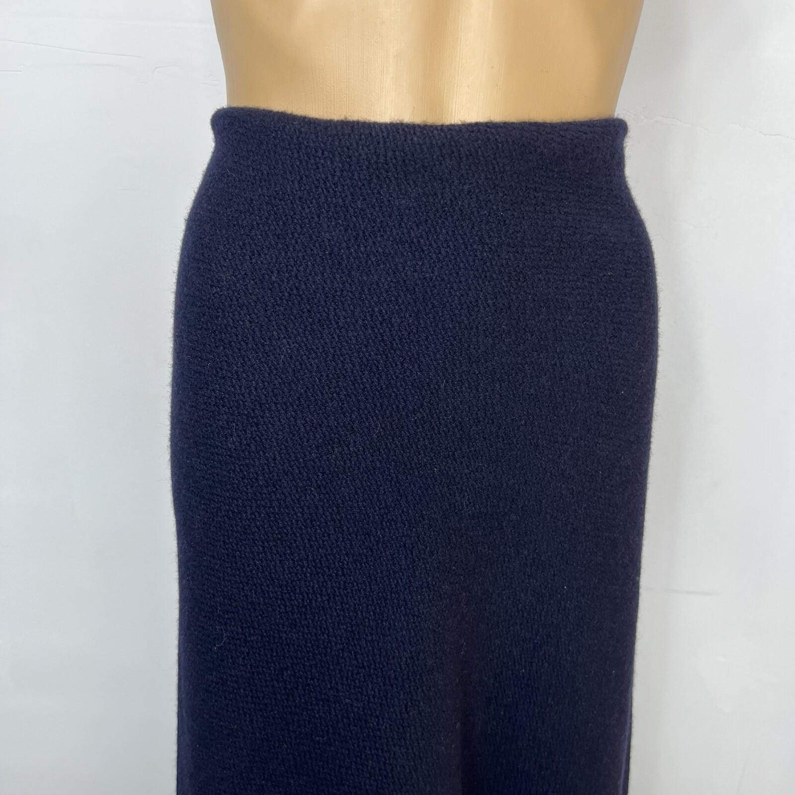 Lauren Ralph Lauren Vtg Wool Midi Skirt Size 12 Dark Blue Quiet Luxury Flared