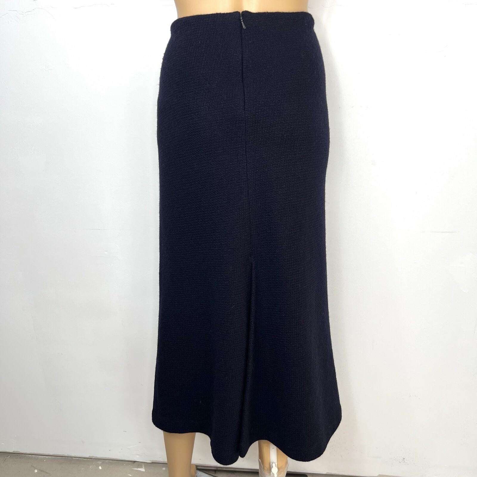 Lauren Ralph Lauren Vtg Wool Midi Skirt Size 12 Dark Blue Quiet Luxury Flared
