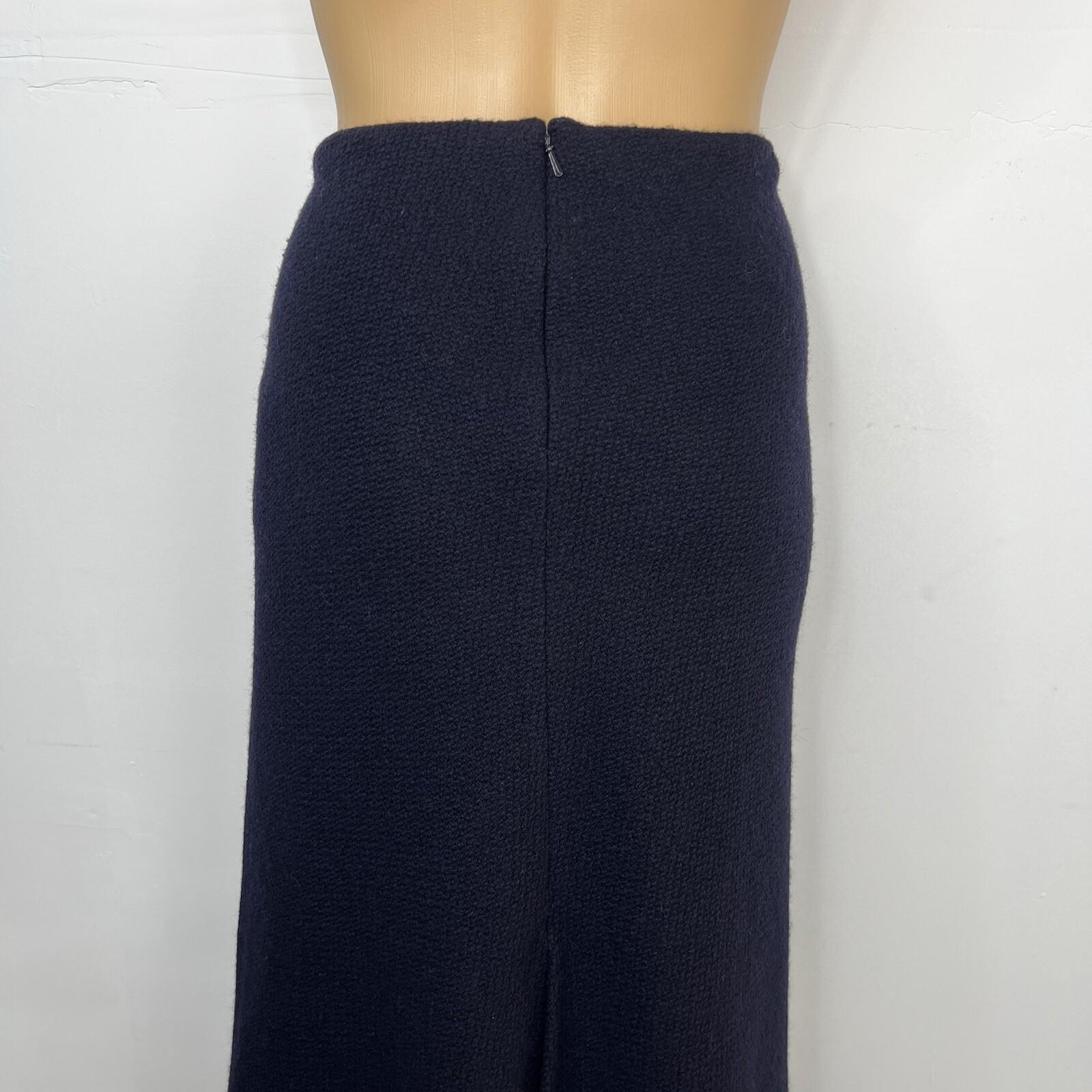 Lauren Ralph Lauren Vtg Wool Midi Skirt Size 12 Dark Blue Quiet Luxury Flared