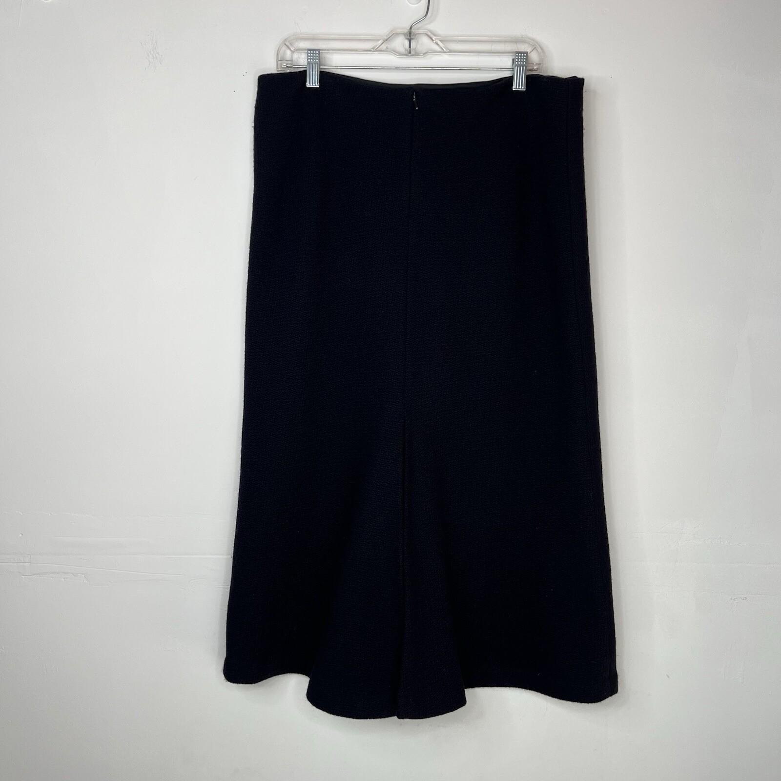 Lauren Ralph Lauren Vtg Wool Midi Skirt Size 12 Dark Blue Quiet Luxury Flared