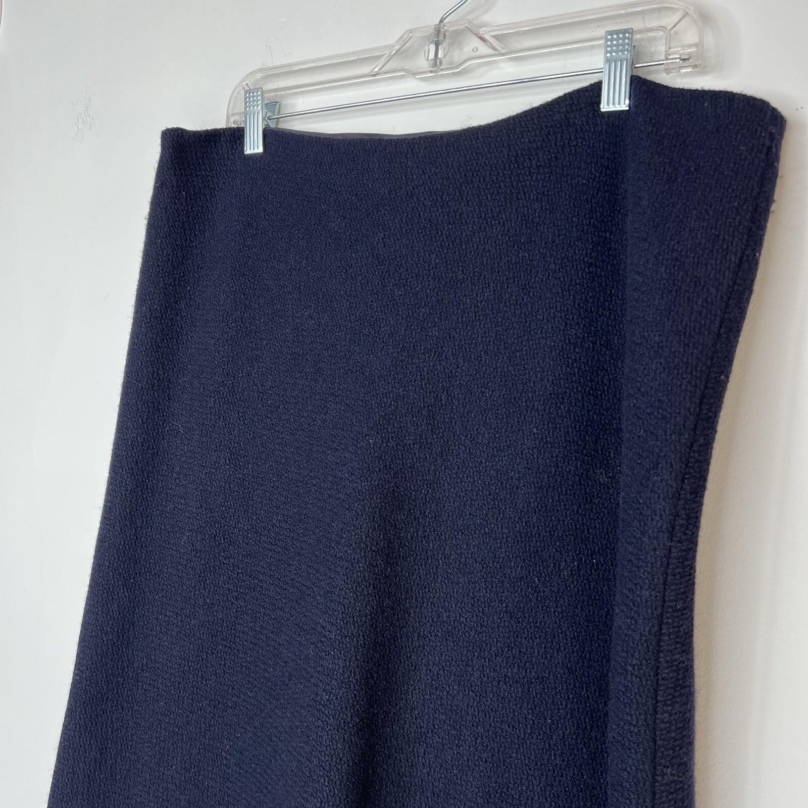 Lauren Ralph Lauren Vtg Wool Midi Skirt Size 12 Dark Blue Quiet Luxury Flared