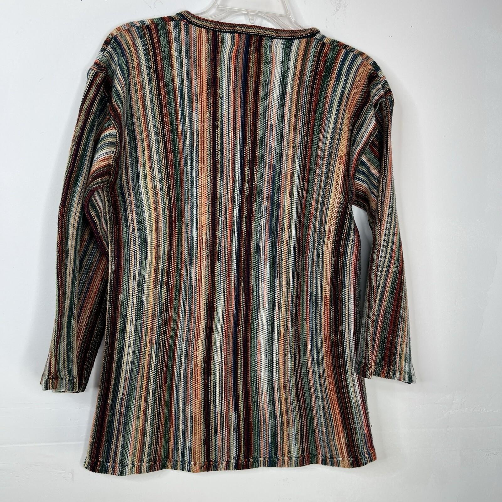 10-6542.jpg Vintage Lady Roi Sweater M Hippie Boho Retro Funky Multi Striped Bohemian Warm