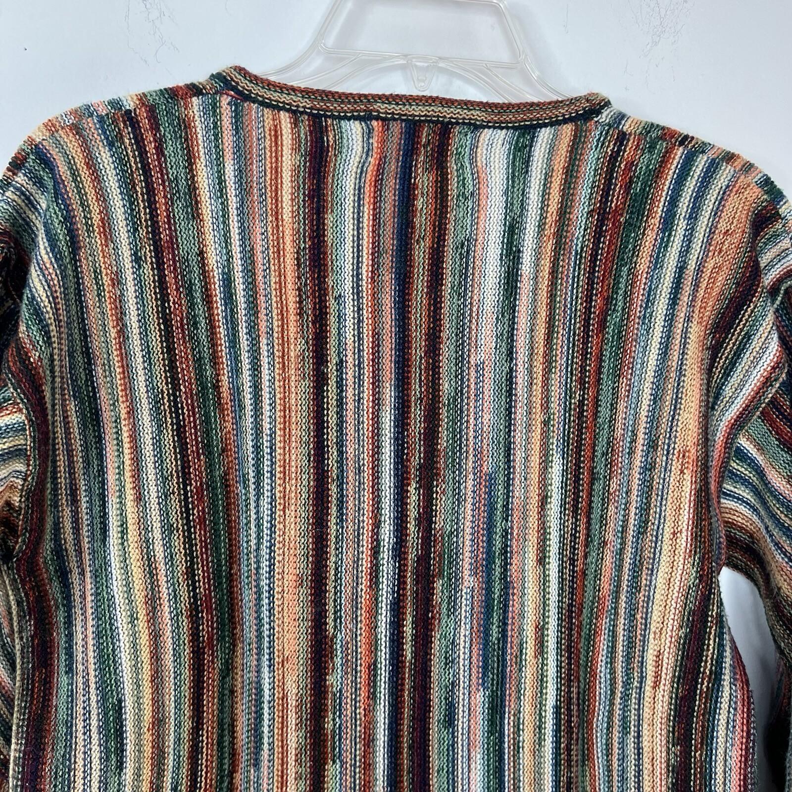 10-6543.jpg Vintage Lady Roi Sweater M Hippie Boho Retro Funky Multi Striped Bohemian Warm