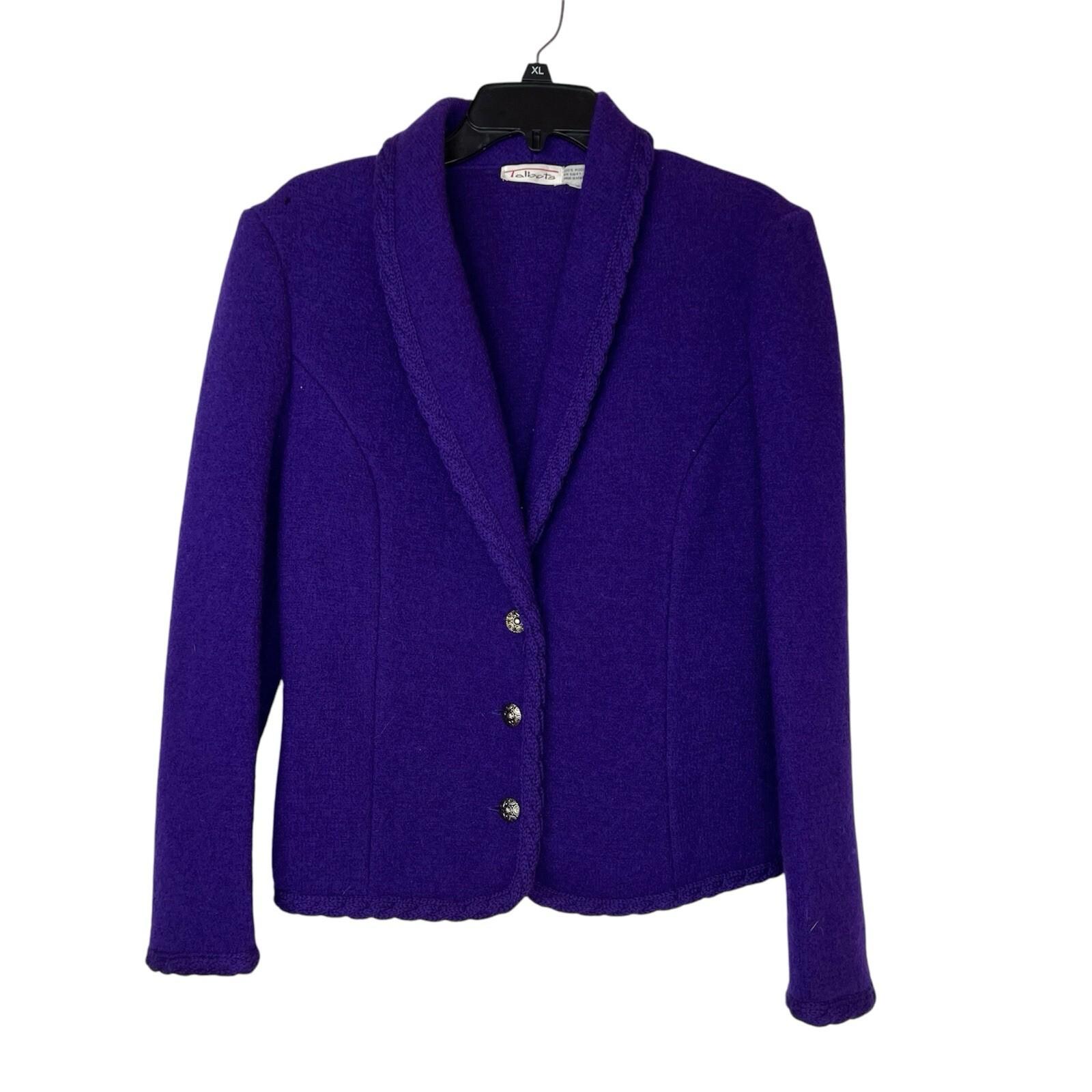 10-6546.jpg Talbots Women Wool Cardigan Blazer Size 6 Purple Cozzy Warm Preppy Comfy