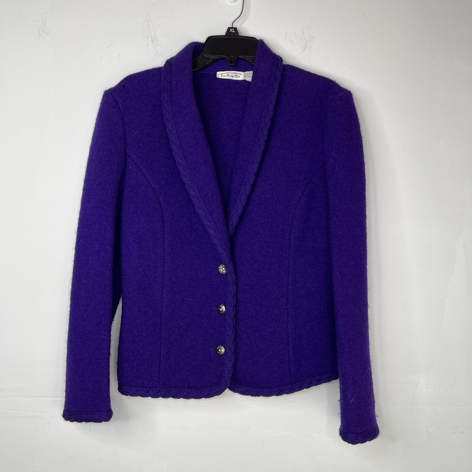 10-6547.jpg Talbots Women Wool Cardigan Blazer Size 6 Purple Cozzy Warm Preppy Comfy