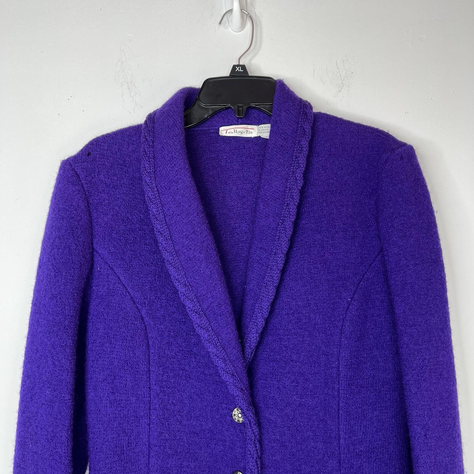 10-6548.jpg Talbots Women Wool Cardigan Blazer Size 6 Purple Cozzy Warm Preppy Comfy