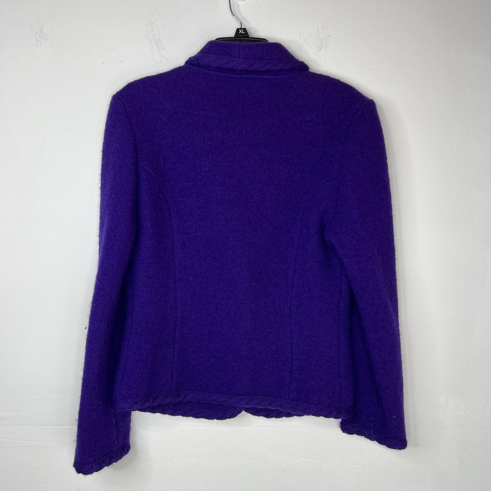 10-6551.jpg Talbots Women Wool Cardigan Blazer Size 6 Purple Cozzy Warm Preppy Comfy