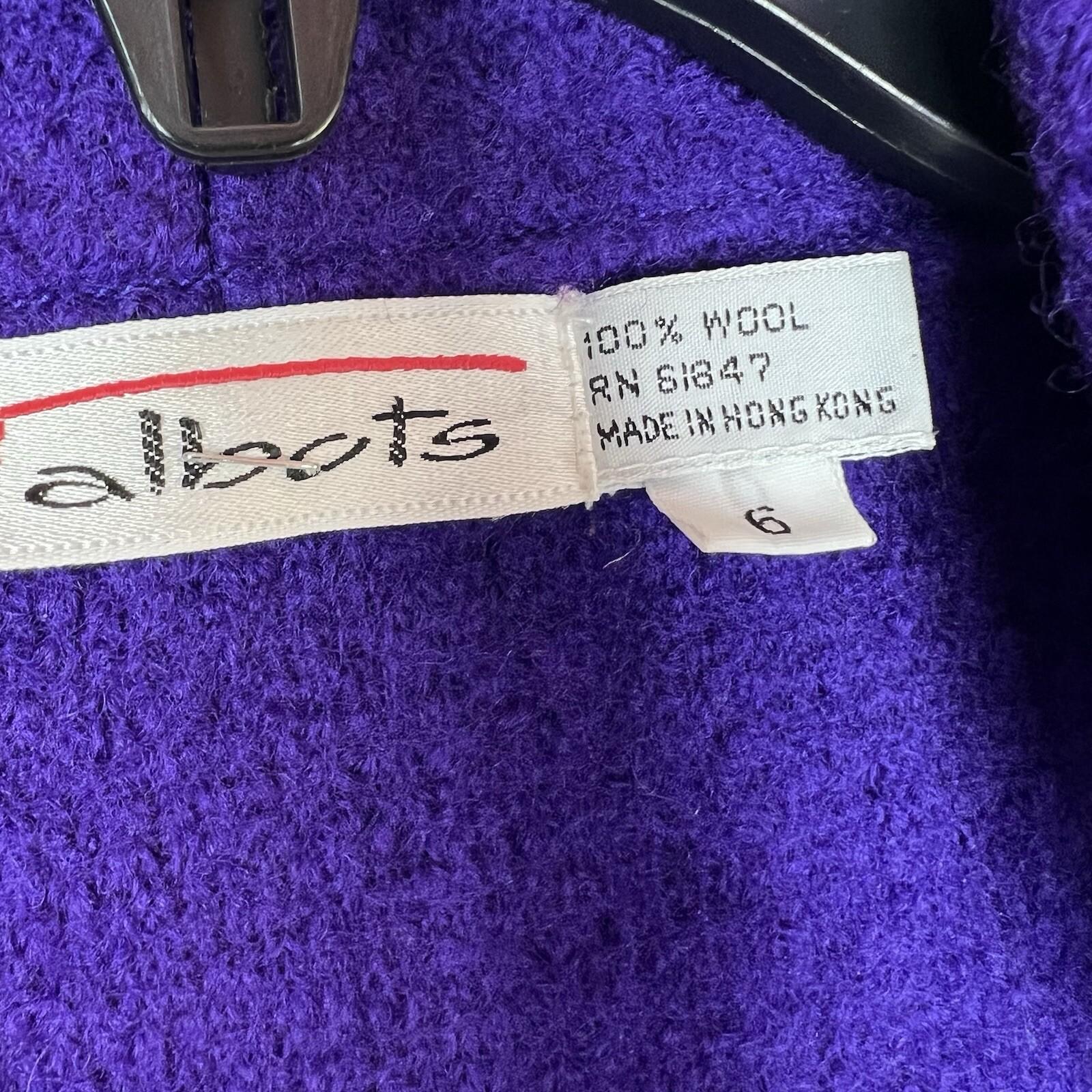 10-6554.jpg Talbots Women Wool Cardigan Blazer Size 6 Purple Cozzy Warm Preppy Comfy