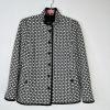 Nina Mclemore Cotton Blazer Size 6 Black White Textured Business Geometric Lined