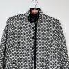 Nina Mclemore Cotton Blazer Size 6 Black White Textured Business Geometric Lined