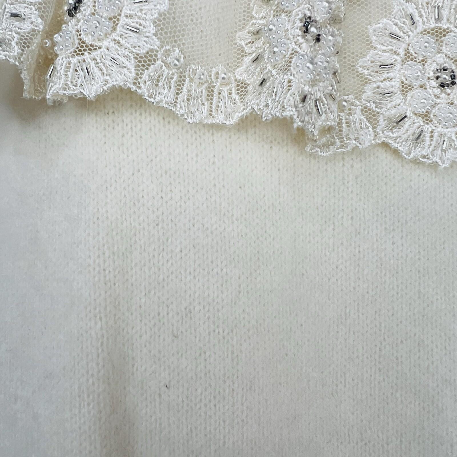 Catarina Lover Vtg Angora Rabbit Hair Wool Sweater M Lace Embroidery Fairy Cozzy