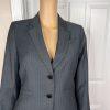Calvin Klein Polyester Rayon Pant 8P Suit 10P Charcoal Striped Lined Career 2PC