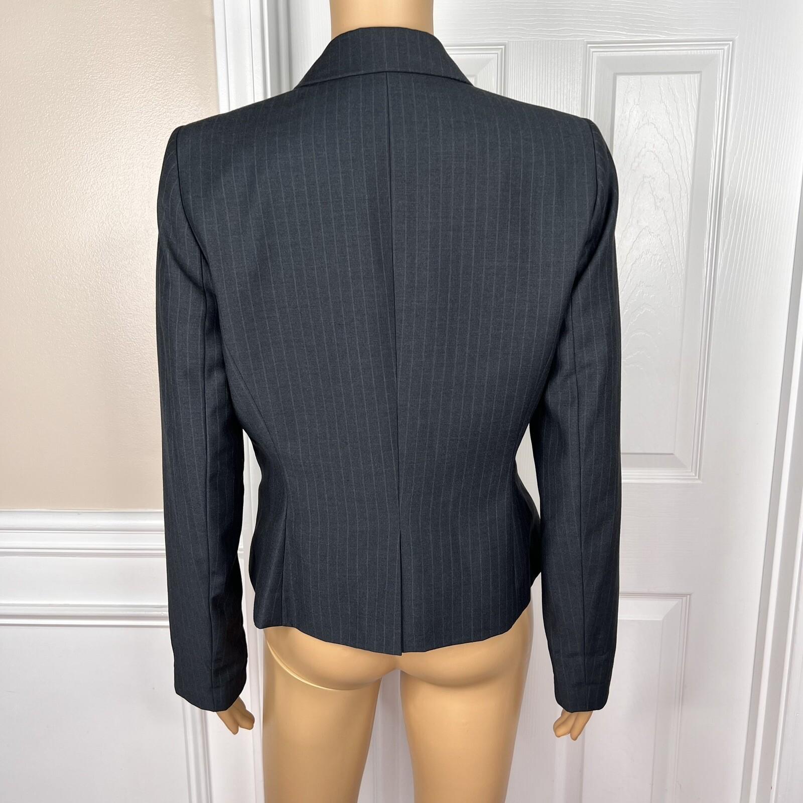 Calvin Klein Polyester Rayon Pant 8P Suit 10P Charcoal Striped Lined Career 2PC