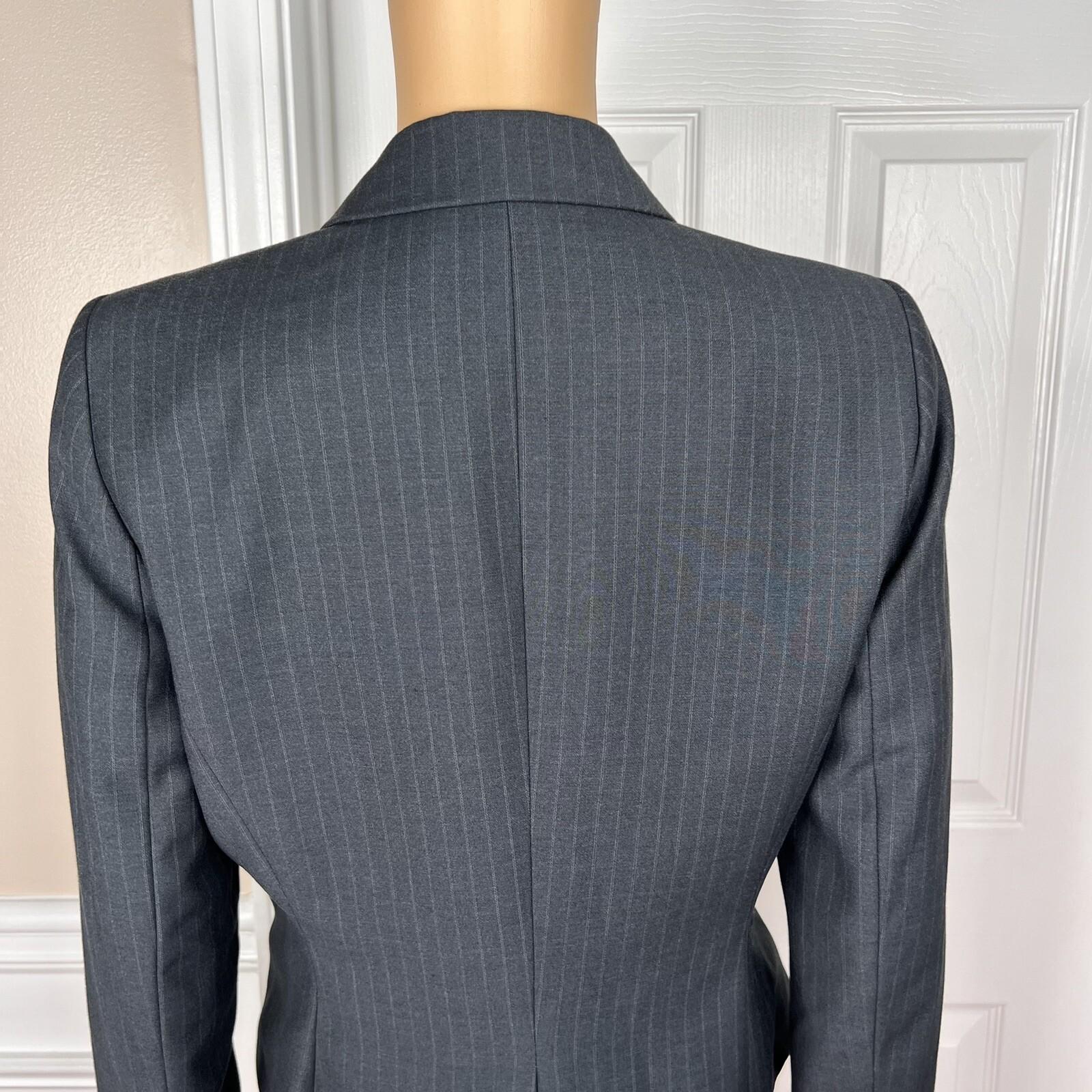Calvin Klein Polyester Rayon Pant 8P Suit 10P Charcoal Striped Lined Career 2PC