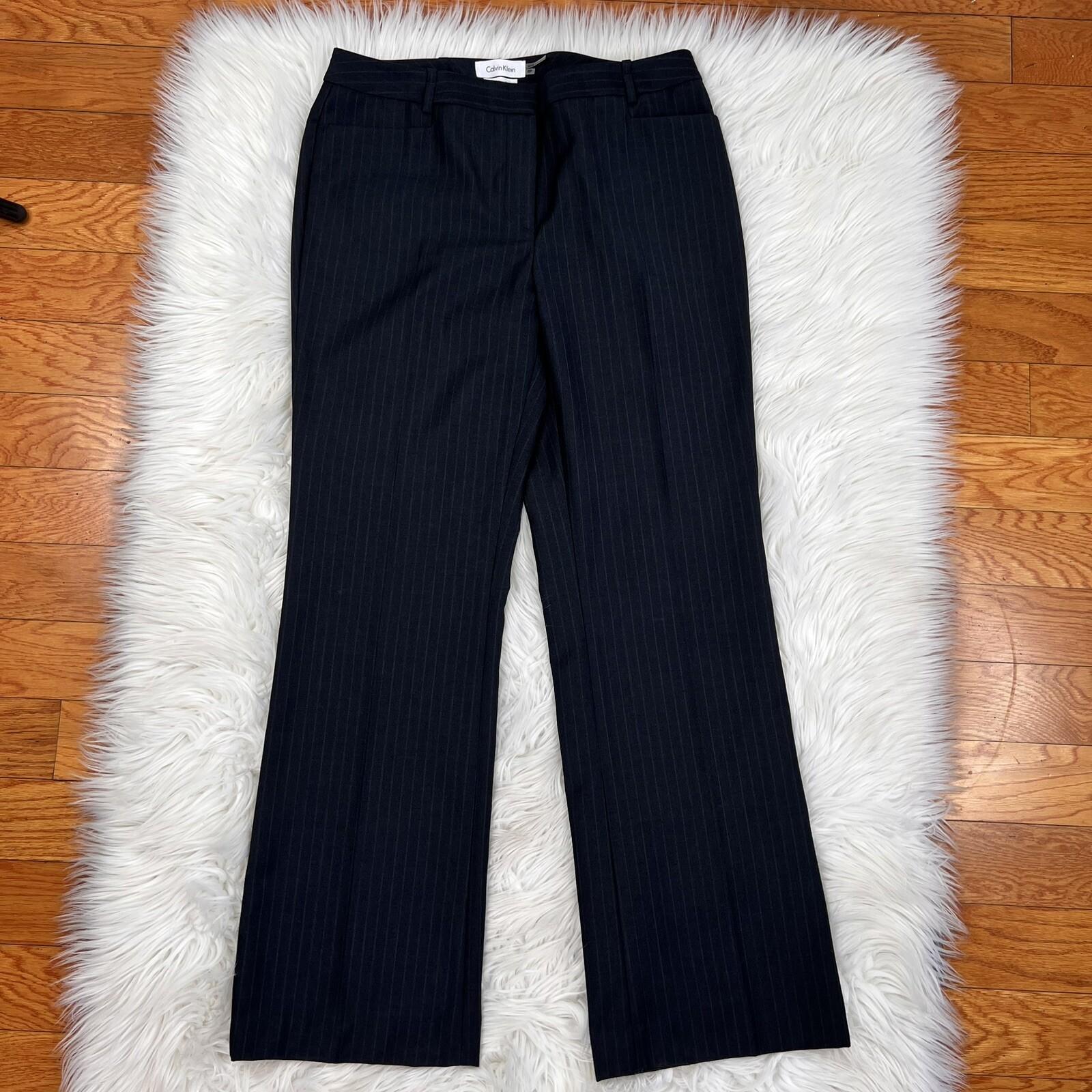 Calvin Klein Polyester Rayon Pant 8P Suit 10P Charcoal Striped Lined Career 2PC