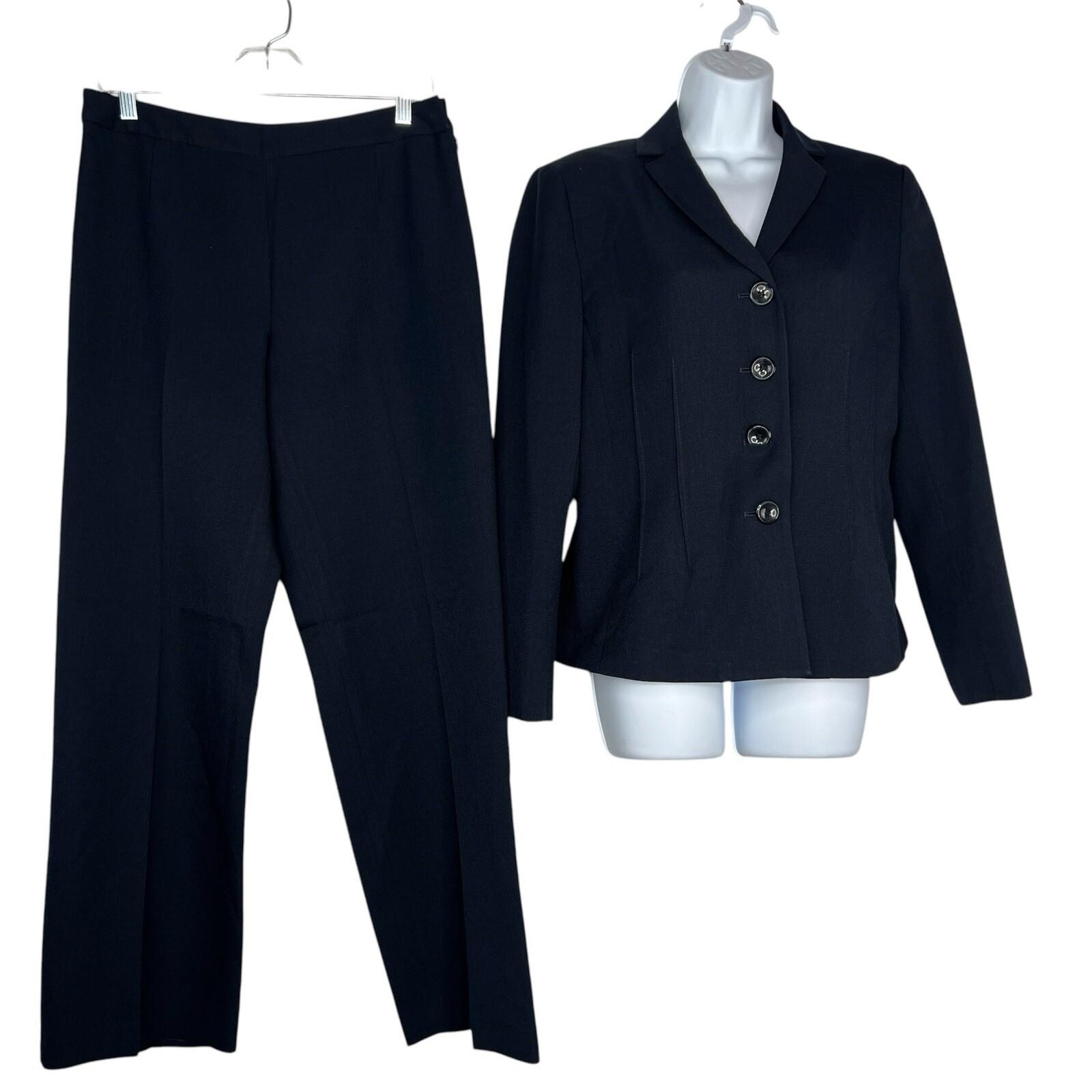 Le Suit Women Polyester Pant Suit Size 8 Navy Blue Lined Business Career 2PC