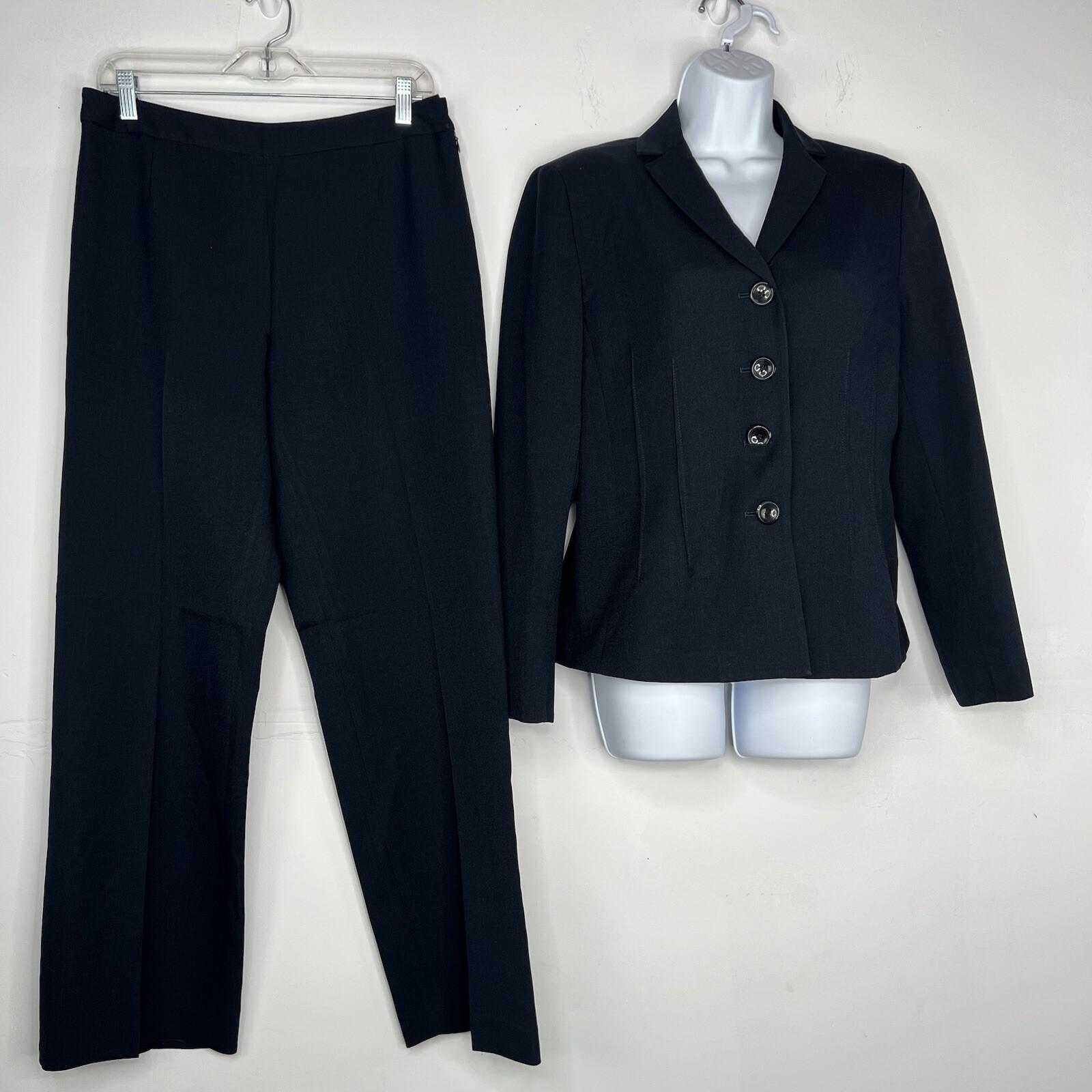 Le Suit Women Polyester Pant Suit Size 8 Navy Blue Lined Business Career 2PC