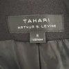 Tahari Women Polyester Stretch Blazer Size 8 Black lined Ruffle Collarless Wrap