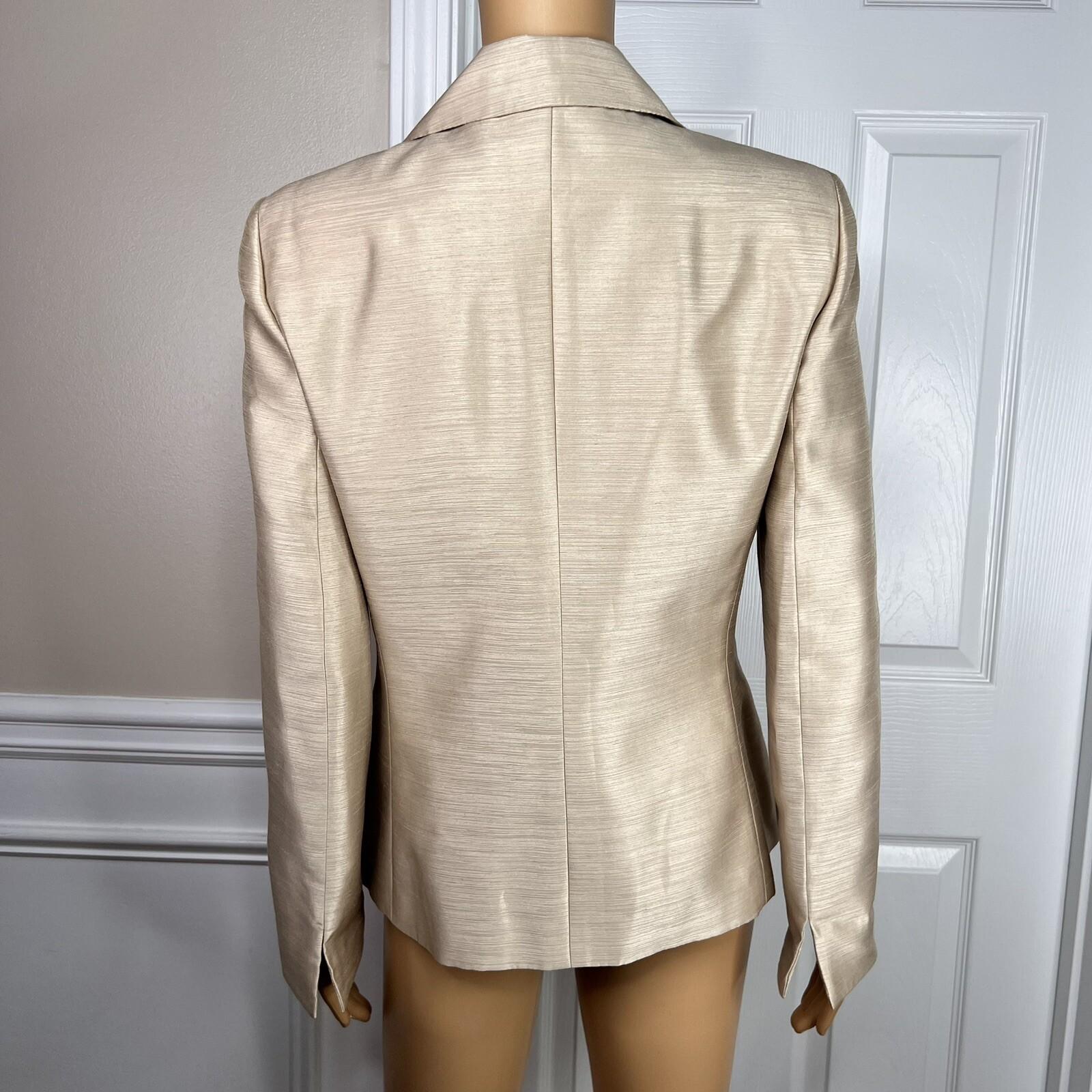 10-6603.jpg Collections For Le Suit Polyester Rayon Blazer Suit Size 6 Beige Gold Lined