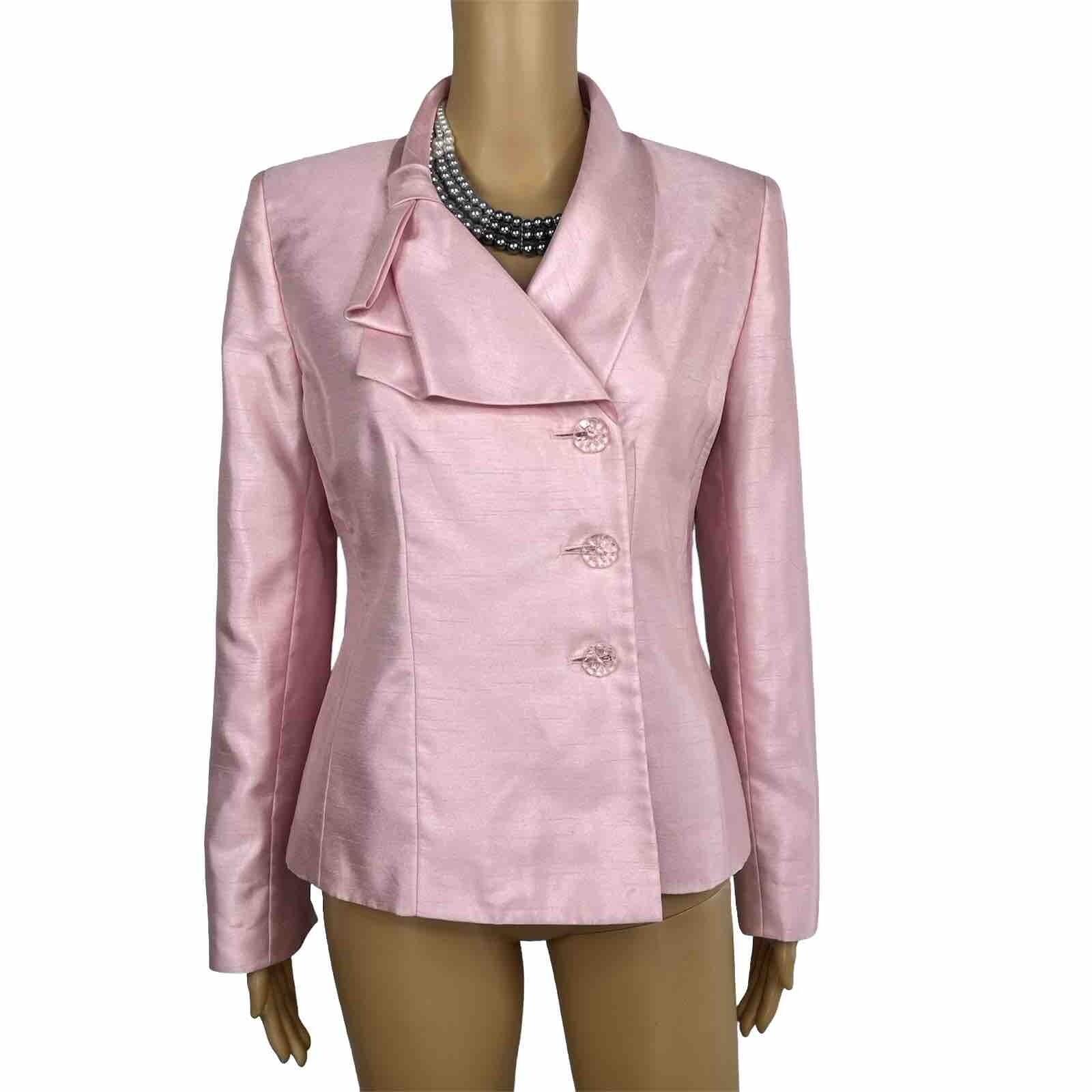 Le Suit Women Polyester Blazer Size 8 Pink Wrap Shawl Collar Lined 1 Piece