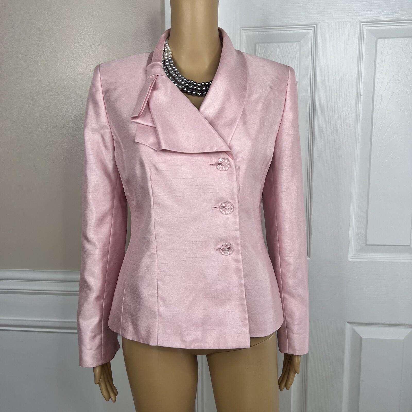 Le Suit Women Polyester Blazer Size 8 Pink Wrap Shawl Collar Lined 1 Piece