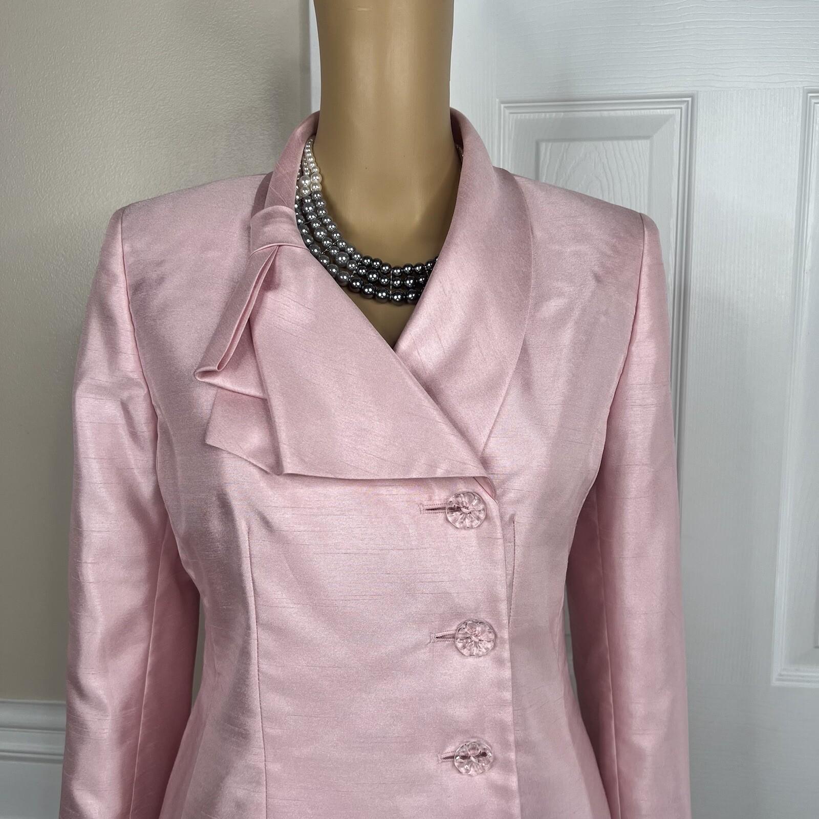 Le Suit Women Polyester Blazer Size 8 Pink Wrap Shawl Collar Lined 1 Piece