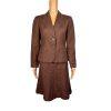 Kasper Women Linen Rayon Skirt Size 2P Suit Size 4P Brown Lined Flared 2 Piece