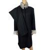 Terry Lewis Wool Viscose Black Pant Suit Size M Removable Collar Pockets 2PC New