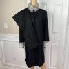 Terry Lewis Wool Viscose Black Pant Suit Size M Removable Collar Pockets 2PC New