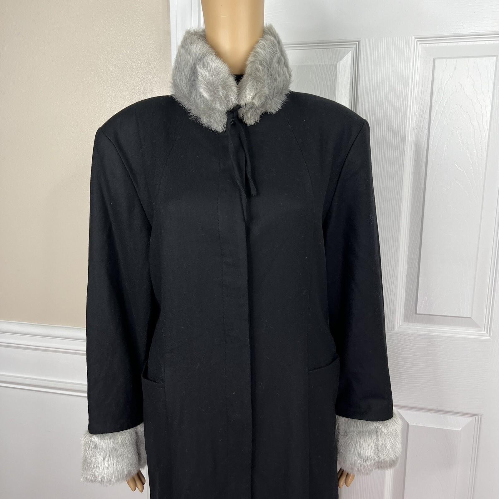 Terry Lewis Wool Viscose Black Pant Suit Size M Removable Collar Pockets 2PC New