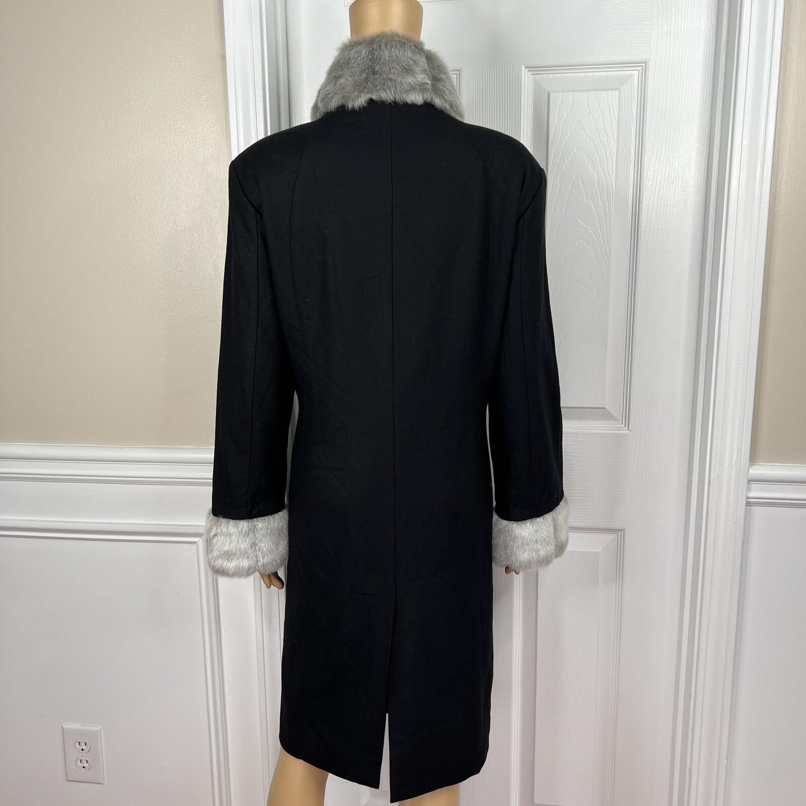 Terry Lewis Wool Viscose Black Pant Suit Size M Removable Collar Pockets 2PC New