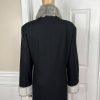 Terry Lewis Wool Viscose Black Pant Suit Size M Removable Collar Pockets 2PC New
