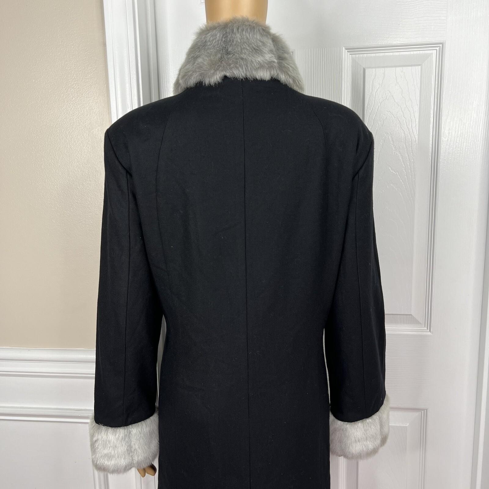 Terry Lewis Wool Viscose Black Pant Suit Size M Removable Collar Pockets 2PC New