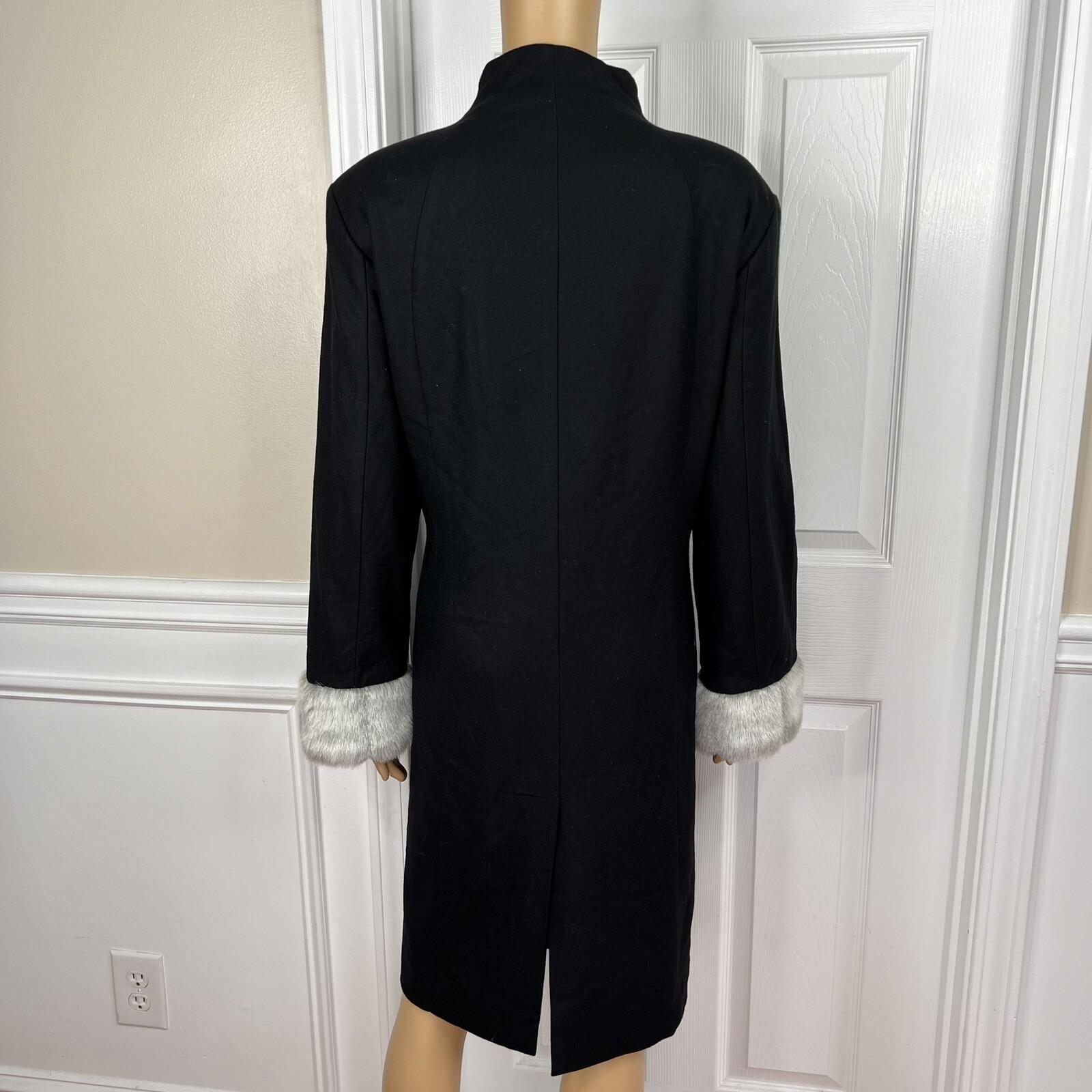 Terry Lewis Wool Viscose Black Pant Suit Size M Removable Collar Pockets 2PC New