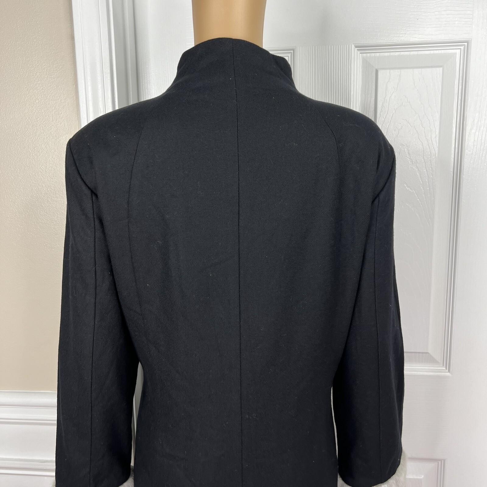 Terry Lewis Wool Viscose Black Pant Suit Size M Removable Collar Pockets 2PC New