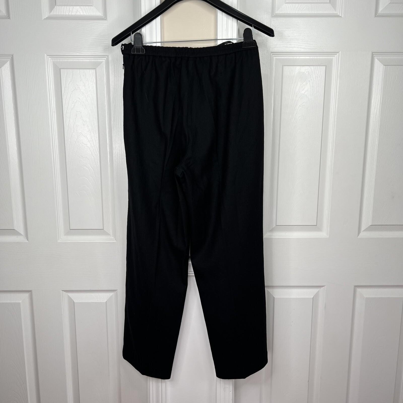 Terry Lewis Wool Viscose Black Pant Suit Size M Removable Collar Pockets 2PC New