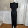 Laurence Kazar Silk Dress Size S Black Beaded Maxi Lined Formal Short Sleeve New
