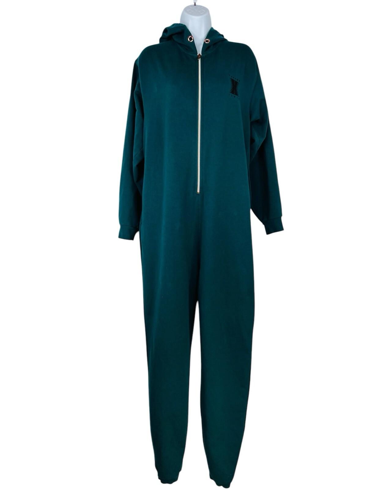 Savage X Fenty Jumpsuit M Green Showgirl Hooded Half Zip Coverall Oversized