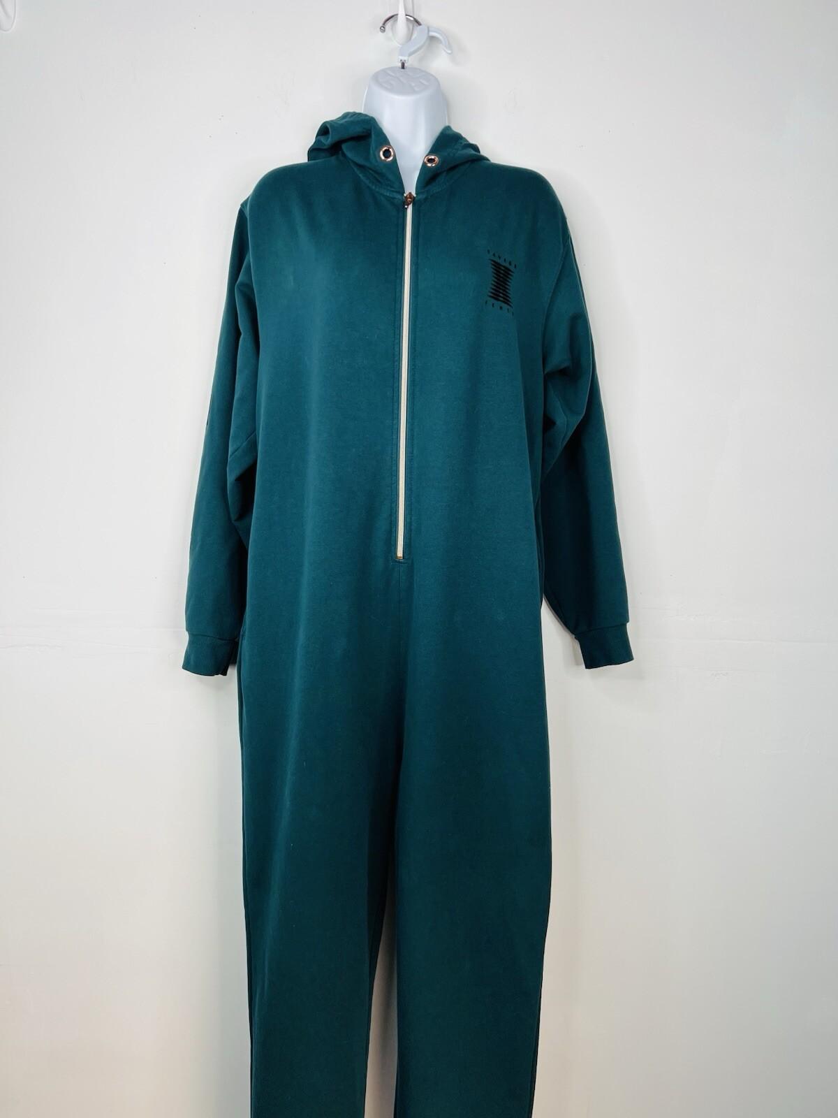 Savage X Fenty Jumpsuit M Green Showgirl Hooded Half Zip Coverall Oversized