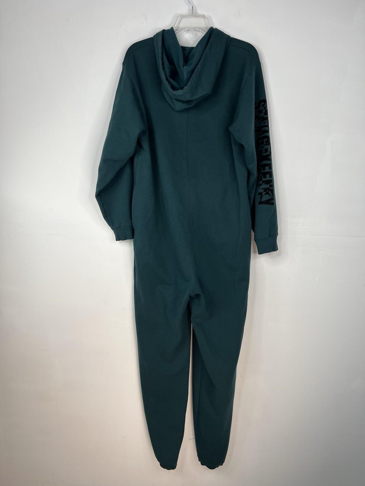 Savage X Fenty Jumpsuit M Green Showgirl Hooded Half Zip Coverall Oversized