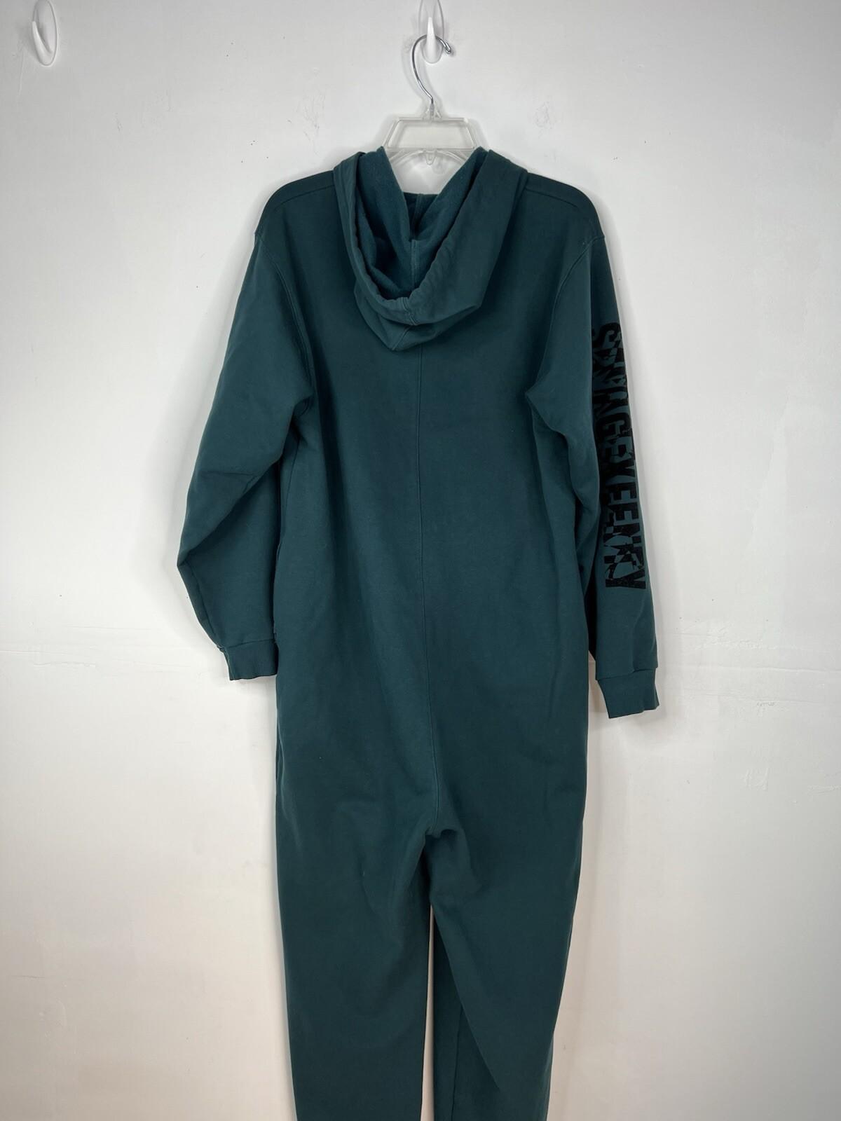 Savage X Fenty Jumpsuit M Green Showgirl Hooded Half Zip Coverall Oversized