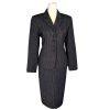KASPER ASL 2PC Black Striped Polyester Rayon Viscose Skirt Suit Size 2P