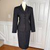 KASPER ASL 2PC Black Striped Polyester Rayon Viscose Skirt Suit Size 2P