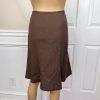 Kasper Women Linen Rayon Skirt Size 2P Suit Size 4P Brown Lined Flared 2 Piece