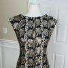 GUESS Women Black Gold Sequin Sleeveless Collarless Stretch Lined Dress Size M